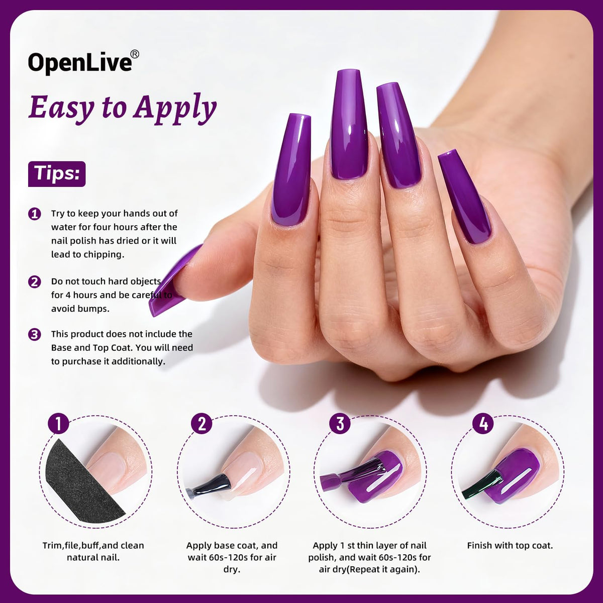 OpenLive swatch on color strip displaying true purple hue and opacity