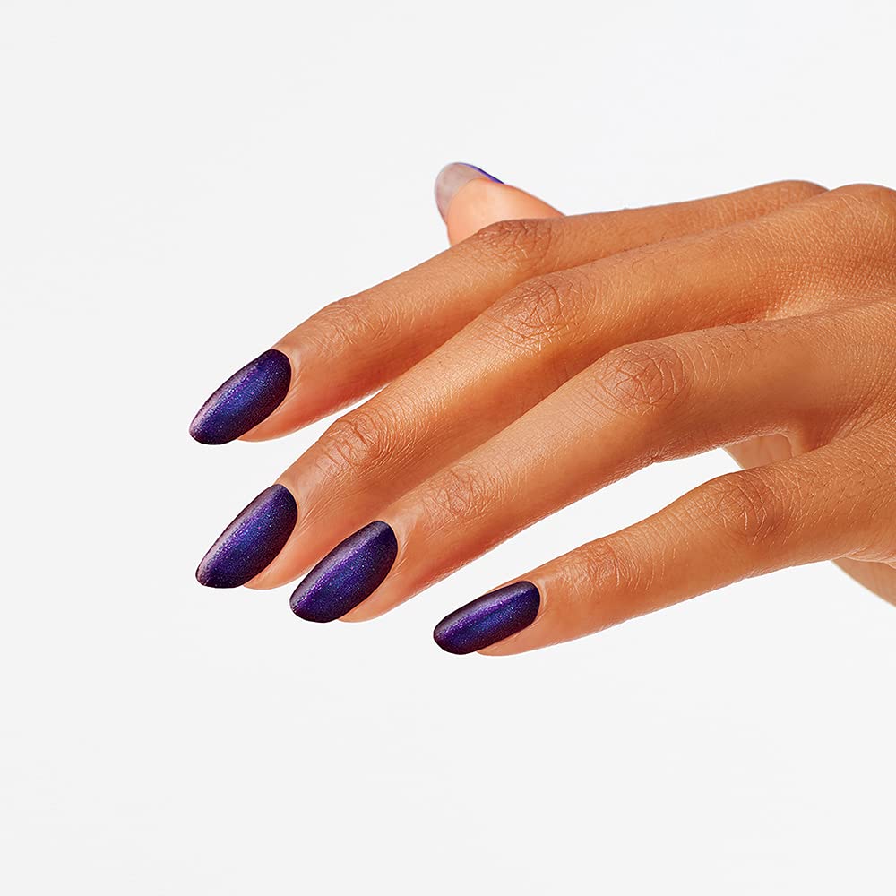 OPI painted nails on hand showing wearable dark purple manicure