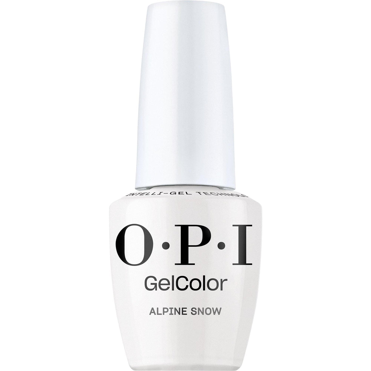 OPI front bottle showing opaque soft white shade and glossy benefit