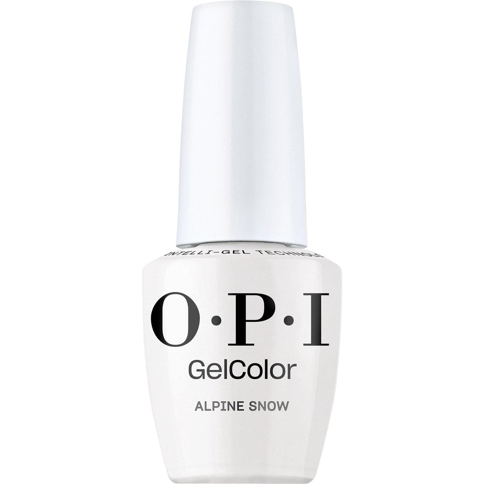 OPI front bottle showing opaque soft white shade and glossy benefit