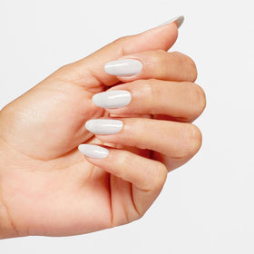 OPI Alpine Snow nail tip French look showing precise white contrast