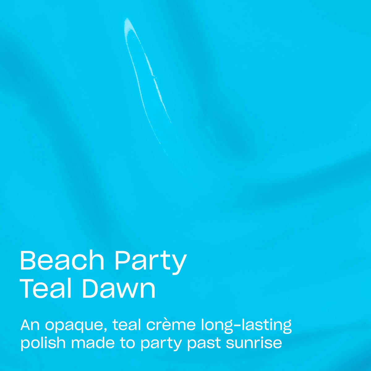 OPI close-up of Beach Party Teal Dawn bottle highlighting pigment benefit