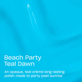 OPI close-up of Beach Party Teal Dawn bottle highlighting pigment benefit