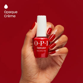 OPI cured nails lifestyle shot showcasing durable glossy red manicure