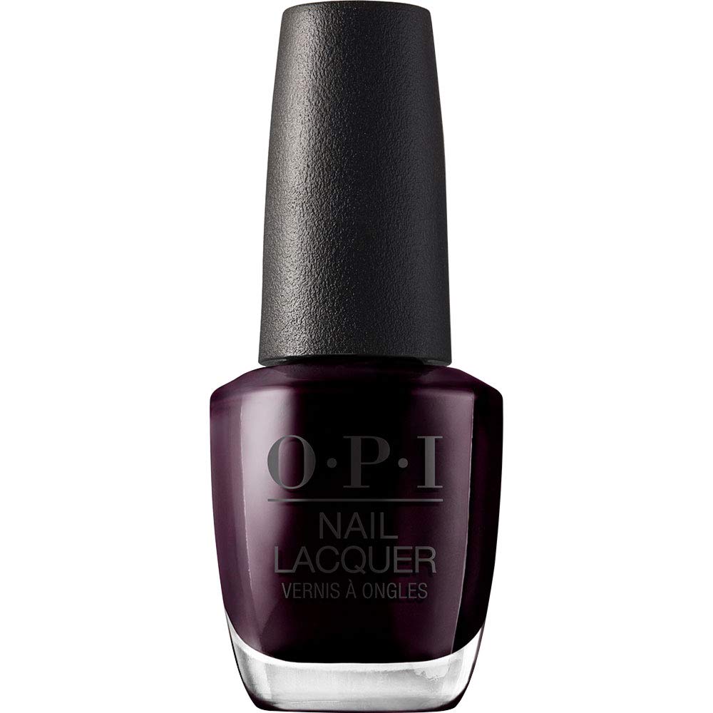 OPI bottle front view showing black cherry chutney shade and glossy finish benefit