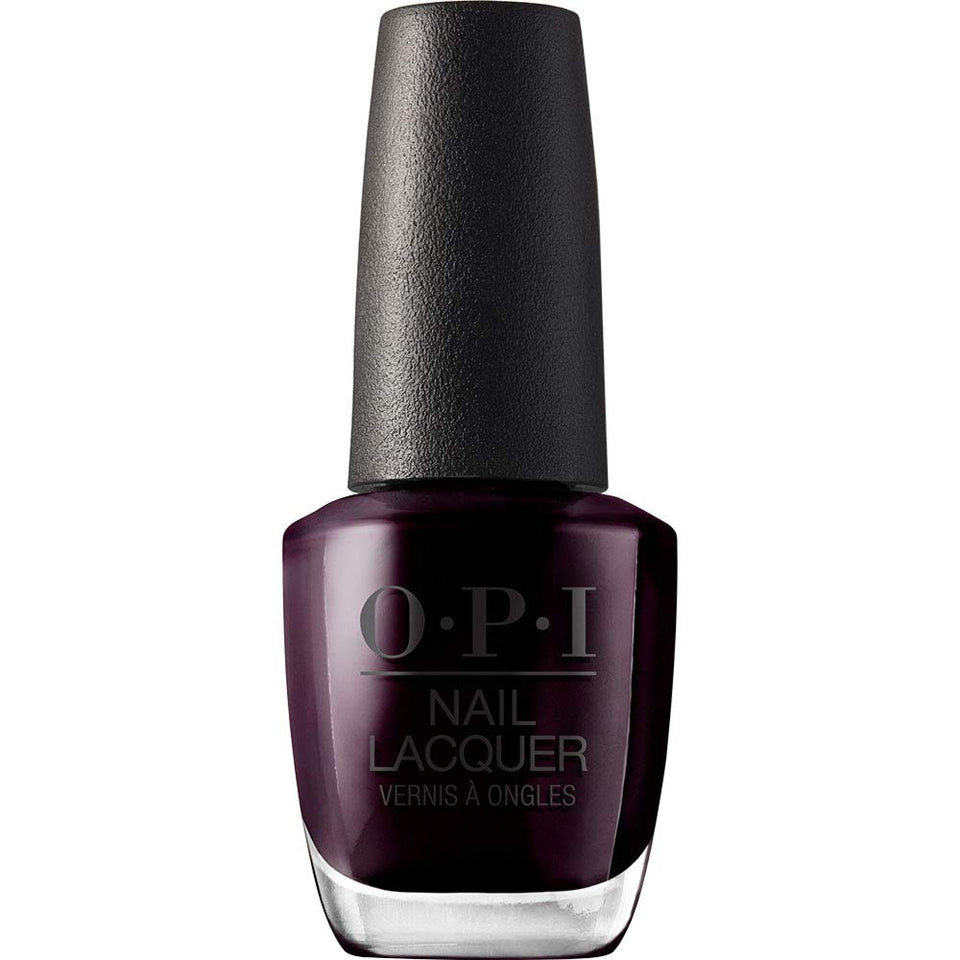 OPI bottle front view showing black cherry chutney shade and glossy finish benefit