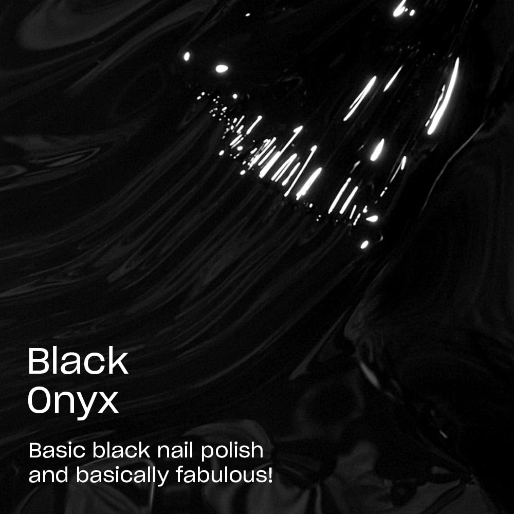OPI Black Onyx bottle label closeup highlighting brand and shade clarity