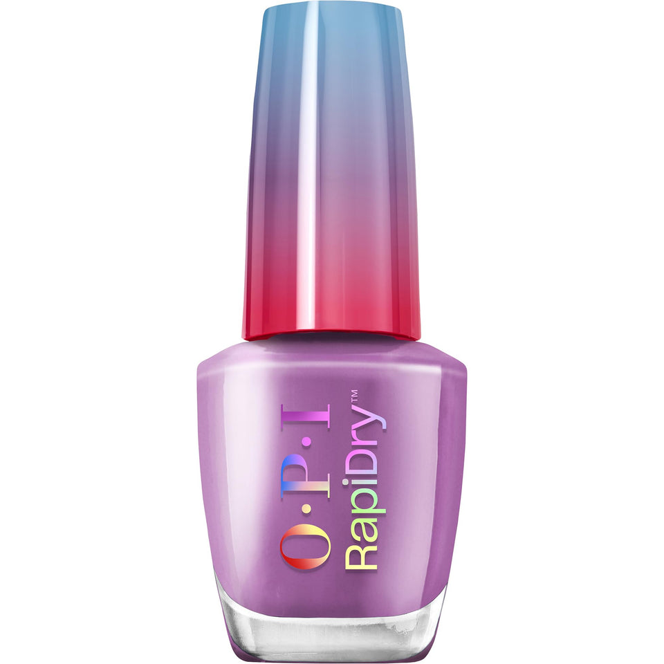 OPI bottle front view showing dark purple crème, crisp finish benefit