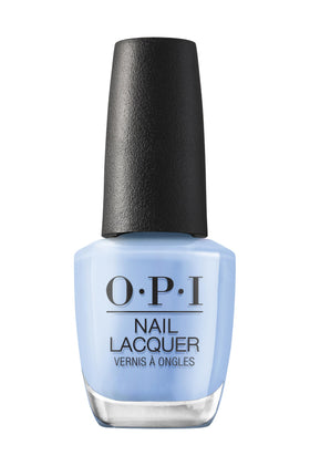 OPI front packaging showing vibrant blue shade and clear bottle benefit