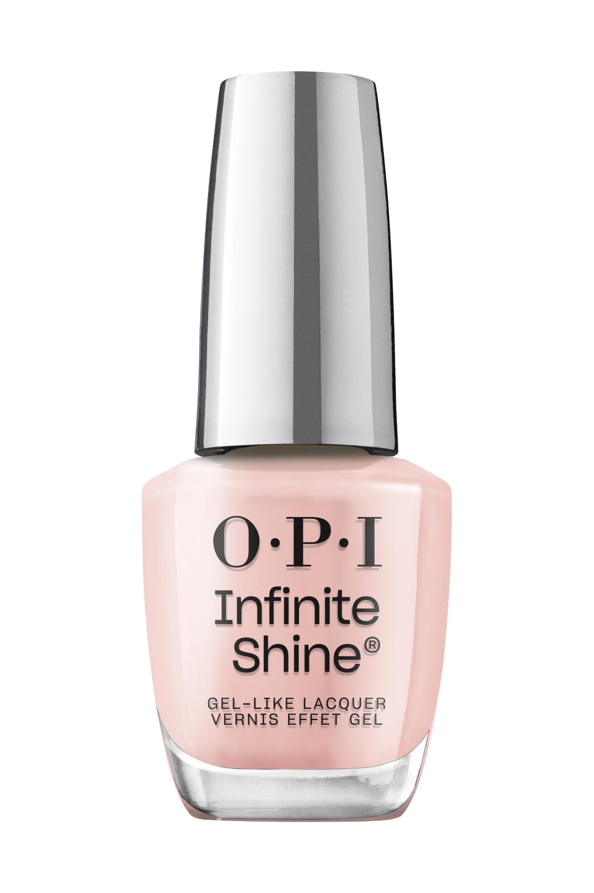 OPI Bubble Bath front bottle showing soft pink shade and glossy finish benefit