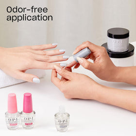 OPI Bubble Bath finished manicure in salon setting showcasing long-lasting shine