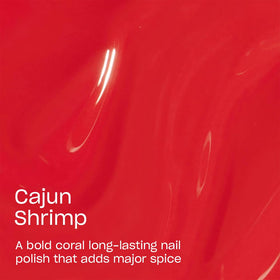 OPI Cajun Shrimp bottle with open brush demonstrating wide pro-brush for even coats