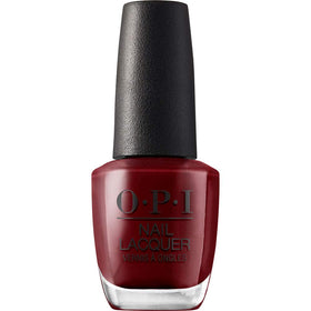 OPI bottle front view showing deep burgundy shade and brand clarity