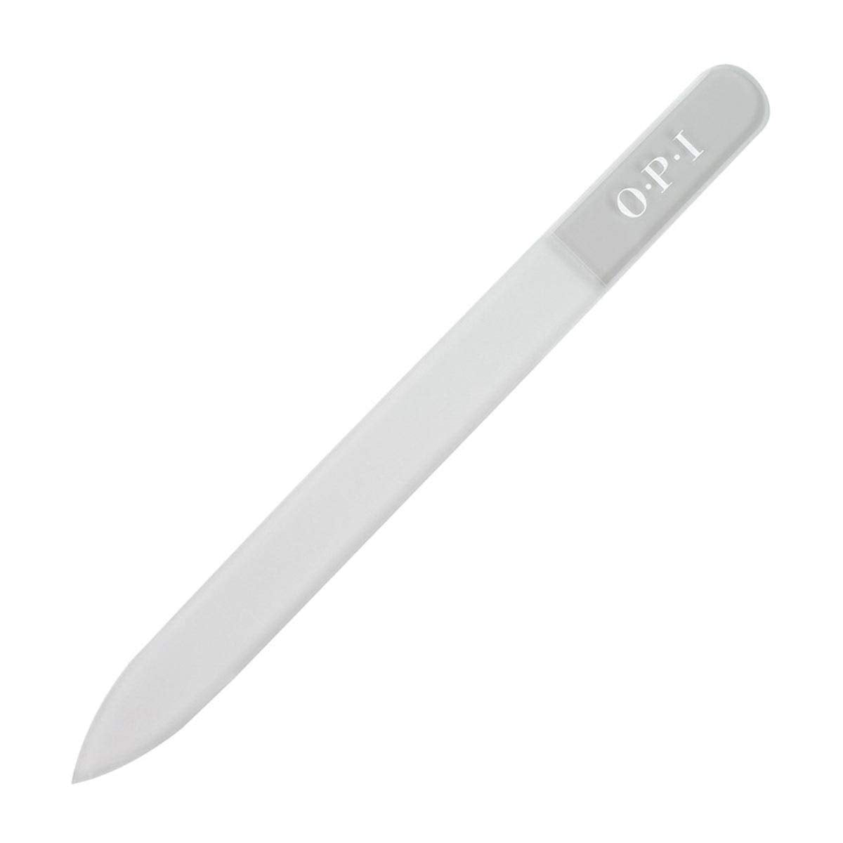 OPI crystal nail file front view showing slim design and easy shaping benefit