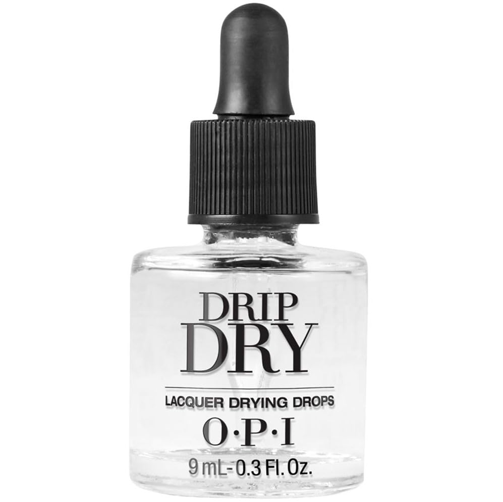 OPI drops applied to fresh manicure demonstrating fast-set benefit