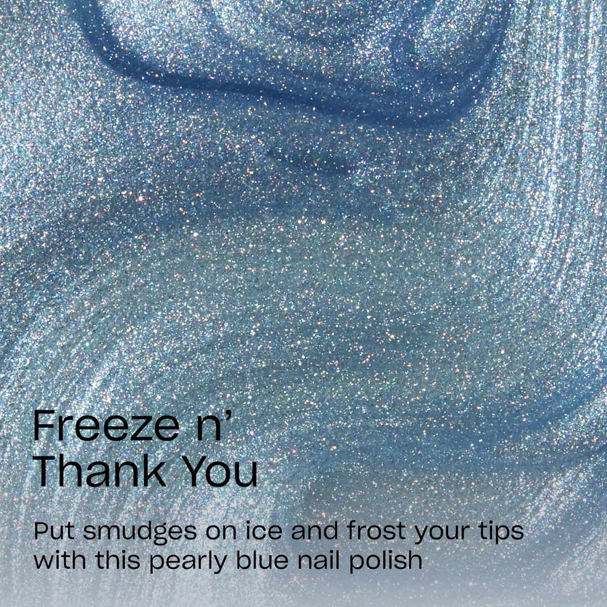 OPI polish swatch on nails illustrating opaque soft blue metallic finish and shine