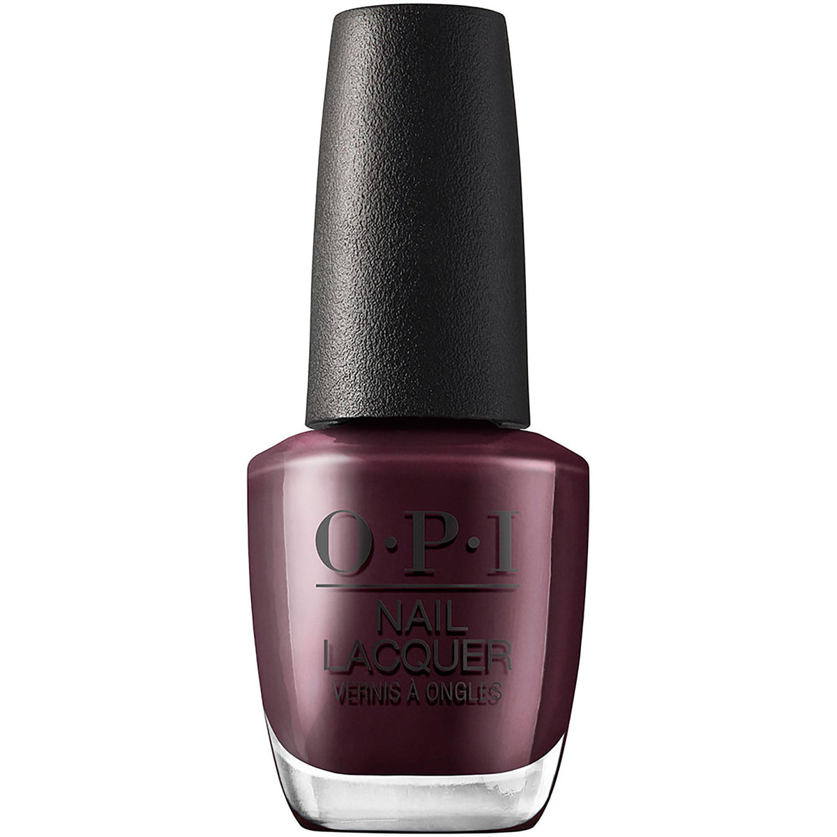 OPI front packaging of Complimentary Wine showcasing rich burgundy shade and brand