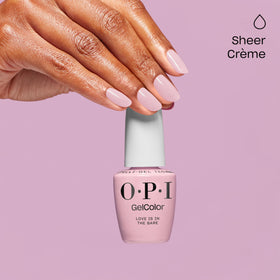OPI swatch on model hand showing natural sheer pink and long-lasting shine