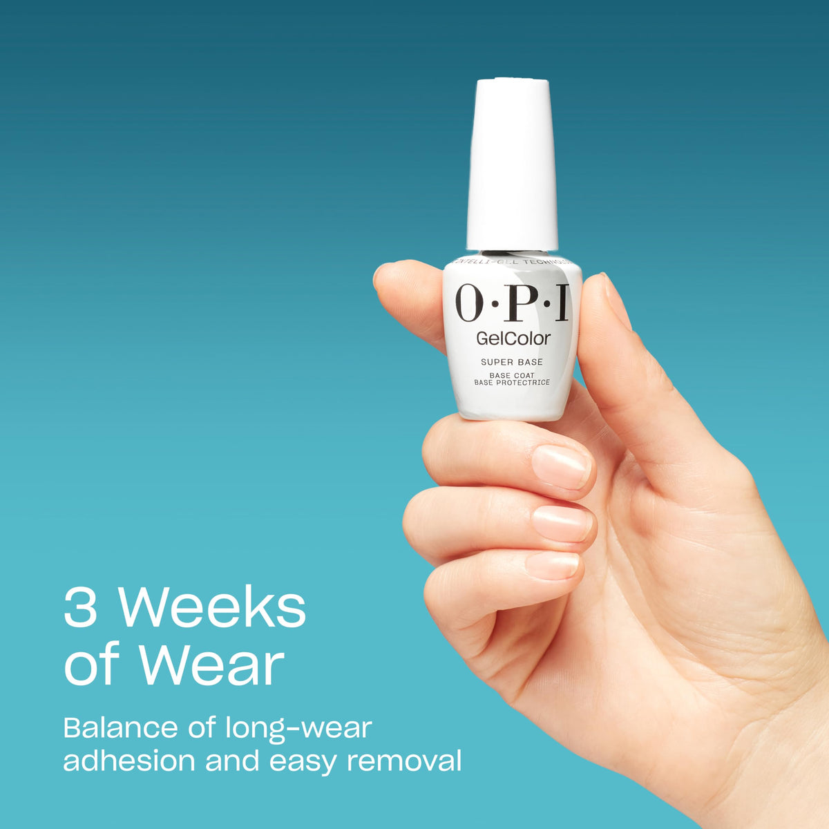OPI Super Base applied on a natural nail preparing for long-lasting gel color