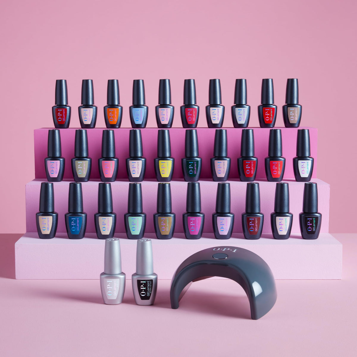 OPI GELement base coat next to a coin illustrating compact 0.3 fl oz travel-friendly size