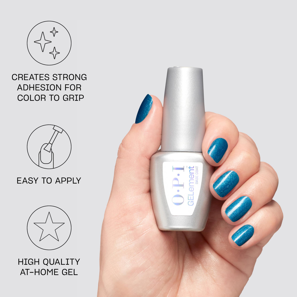 OPI GELement base coat texture close-up highlighting smooth self-leveling consistency