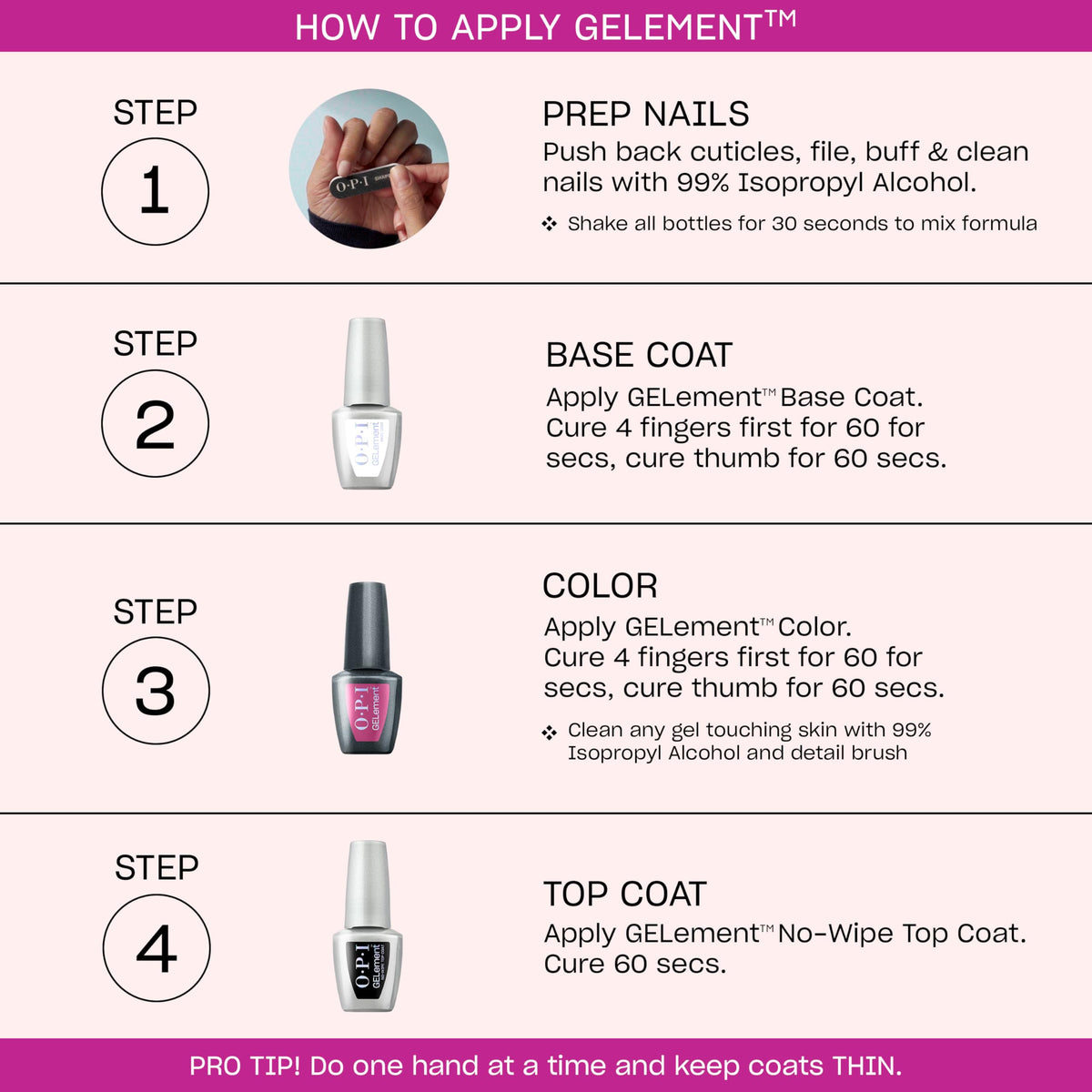 OPI GELement cuticle pusher in use for neat nail bed prep