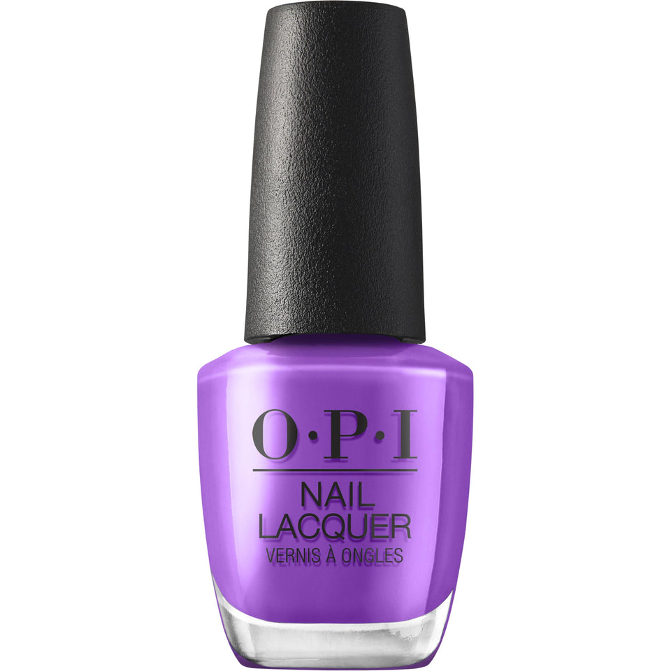 OPI bottle front view showing vivid violet color and glossy finish benefit