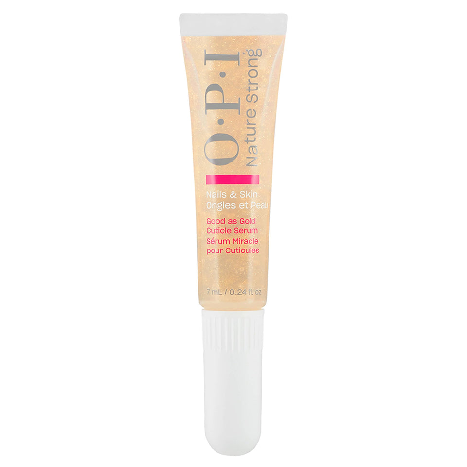 OPI Good as Gold front packaging showing compact travel-friendly bottle and brand