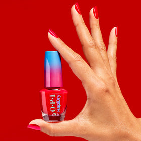 OPI Haul Sass applied on nails in lifestyle scene, fast-drying benefit highlighted