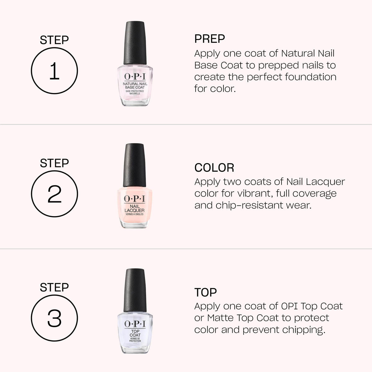 OPI on a hand model showing salon-fresh manicure benefit