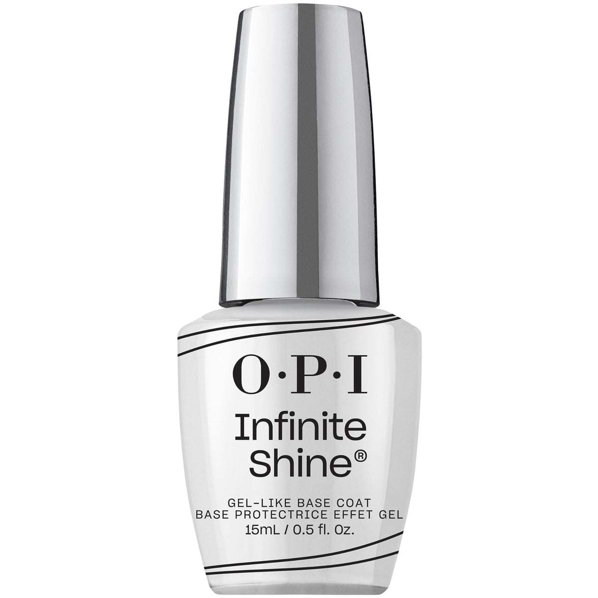 OPI Infinite Shine base coat front bottle showing sleek packaging and reliable foundation