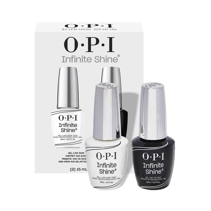 OPI front packaging showing base and top coat for long-wear finish