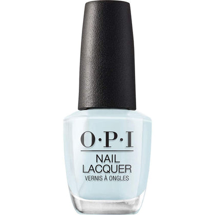 OPI bottle front view showing soft blue color and high-shine benefit