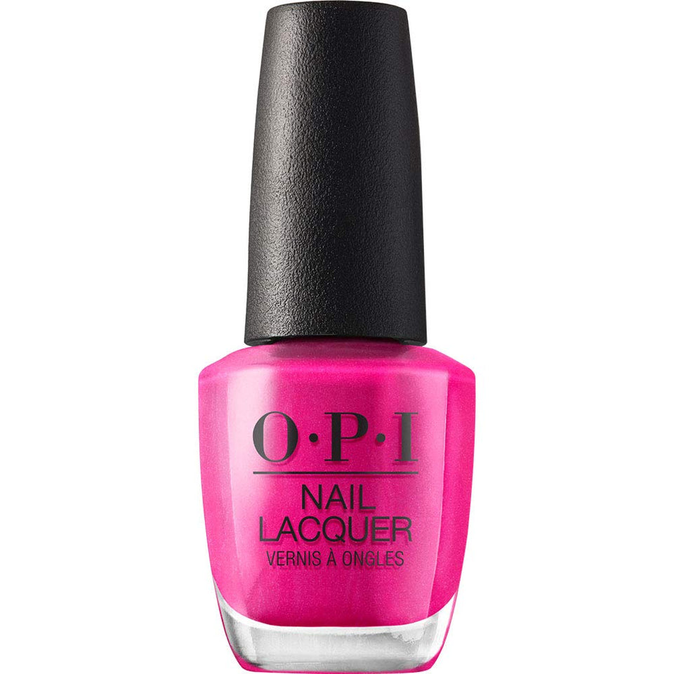 OPI front bottle of La Paz‑itively Hot showing bright pink shade and label clarity benefit
