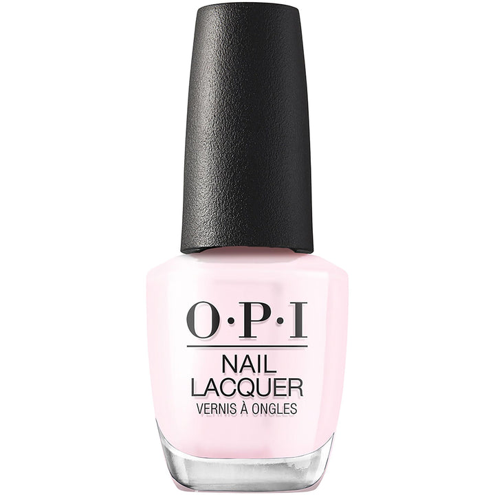 OPI bottle front view showing soft pink shade and glossy finish benefit