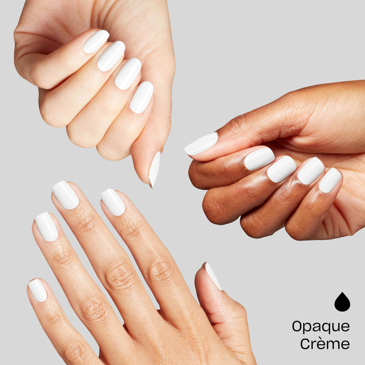 OPI swatch on nail wheel showing opaque bright white finish for clean manicures