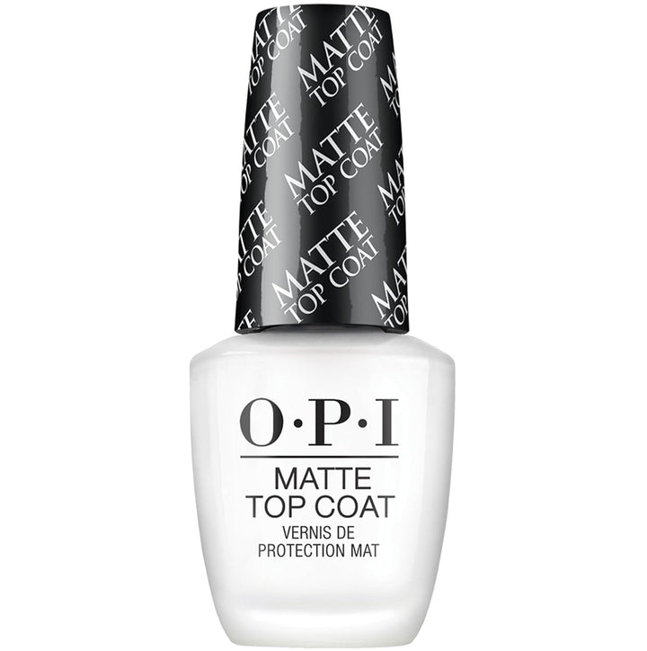 OPI bottle front view showing label and matte top coat protection