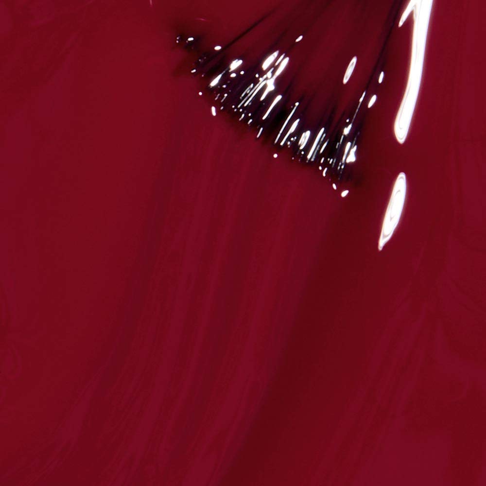 OPI Miami Beet swatch on nail wheel illustrating true shade payoff