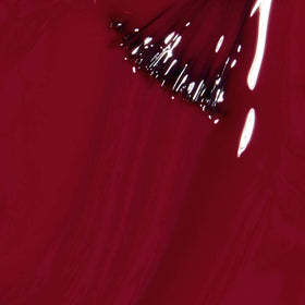 OPI Miami Beet swatch on nail wheel illustrating true shade payoff