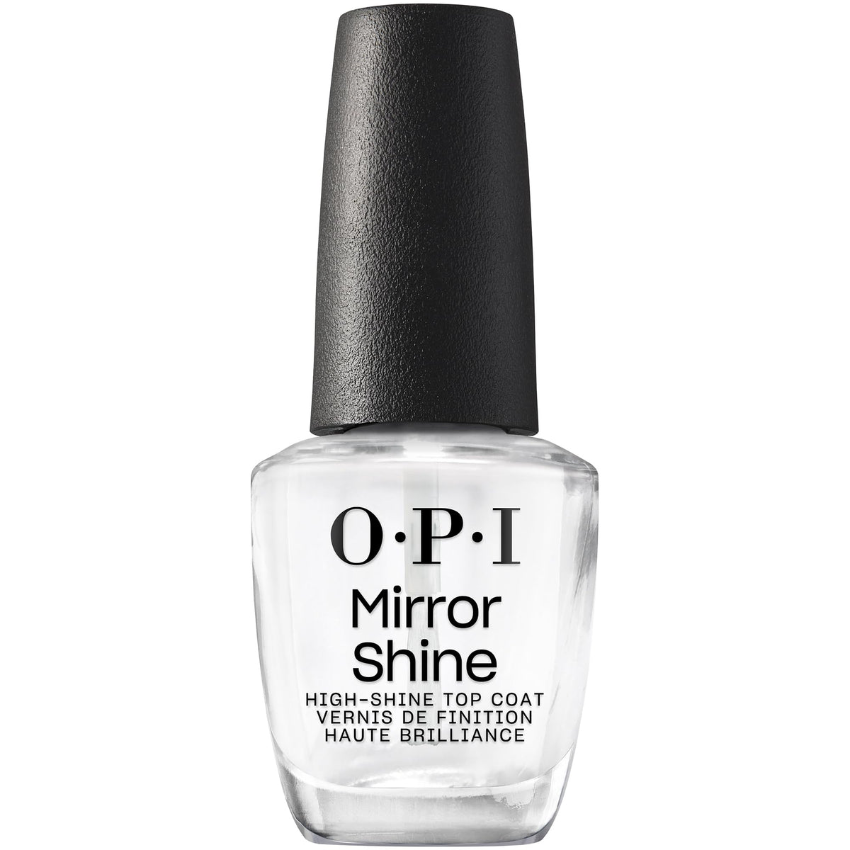 OPI Mirror Shine front bottle showing brand and glossy finish benefit