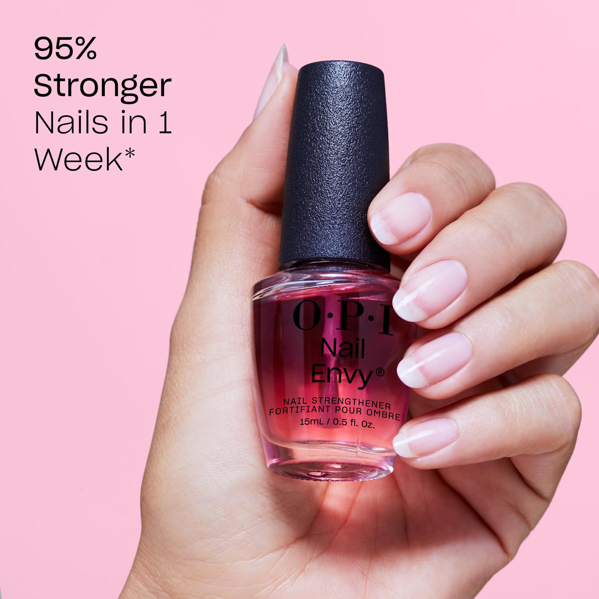 OPI brush applying sheer pink formula delivering smooth, even coverage