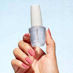 OPI Nature Strong bottle showing recycled-plastic label and sustainable benefit