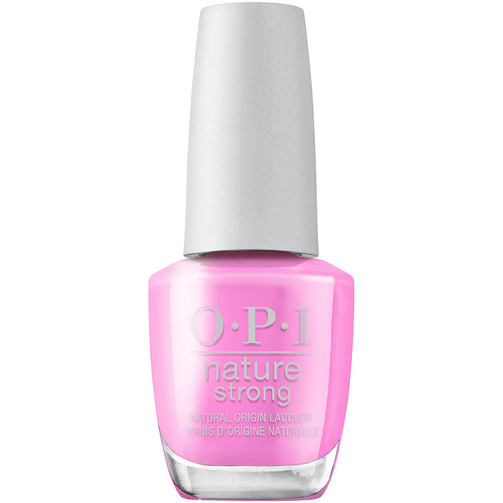 OPI Nature Strong Emflowered front bottle showing bright pink color and eco benefit