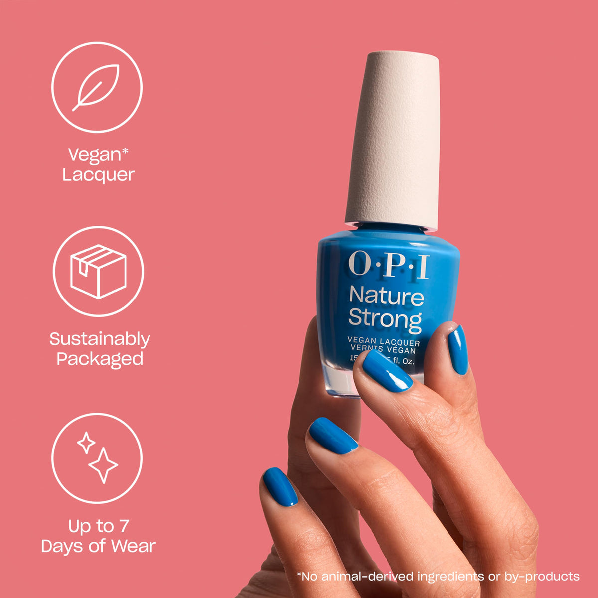 OPI Emflowered applied on nails to show opaque bright pink finish and long wear