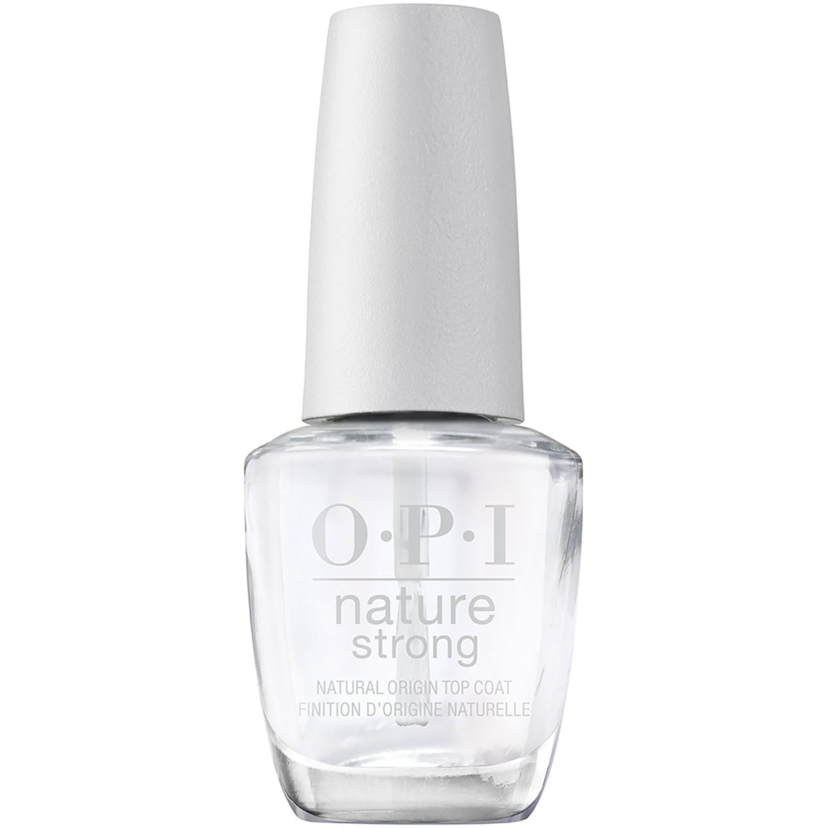 OPI Nature Strong front label showing brand and eco-friendly top coat benefit