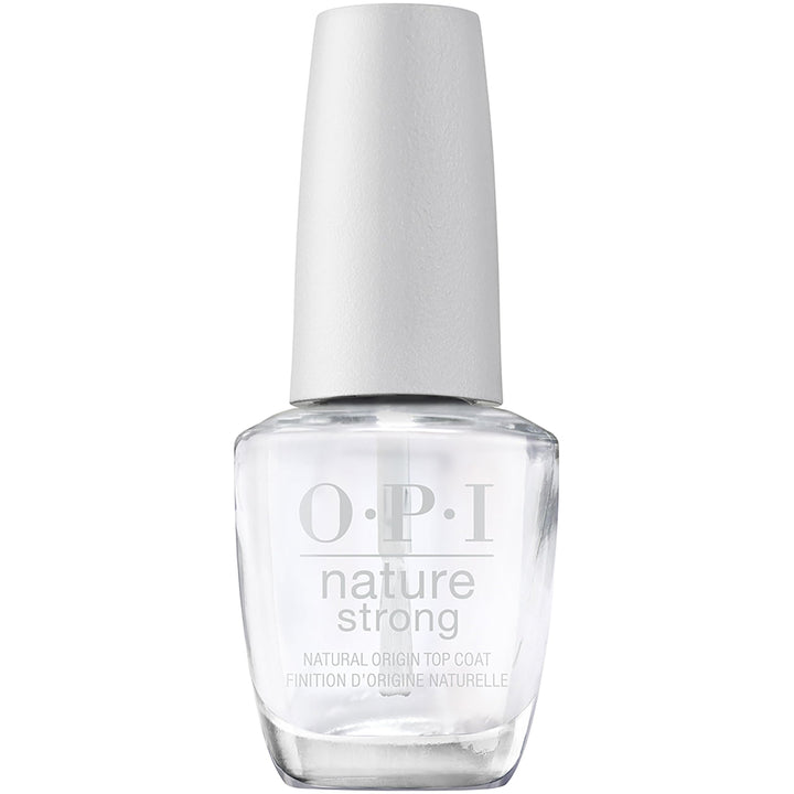 OPI Nature Strong front label showing brand and eco-friendly top coat benefit