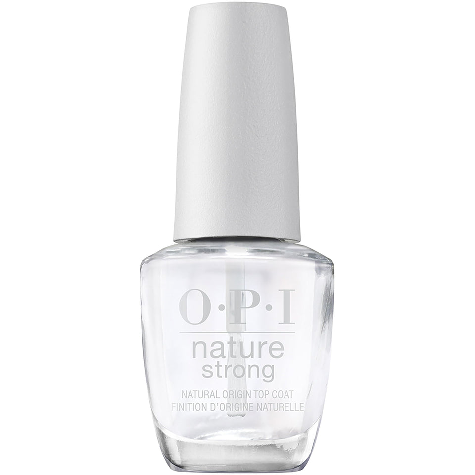OPI Nature Strong front label showing brand and eco-friendly top coat benefit