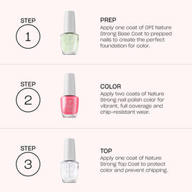 OPI bottle next to recycled content label emphasizing sustainable packaging