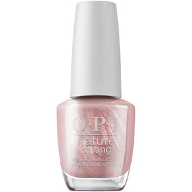 OPI bottle front packaging showing pale pink rose gold shade and eco messaging