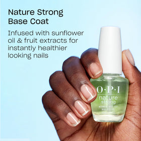 OPI Nature Strong label close-up highlighting vegan formula and ingredient clarity